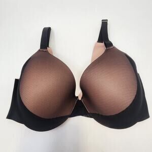 Soma Vanishing Back Full Coverage Bra Size 34DD Black Mesh Layered Blush Pink